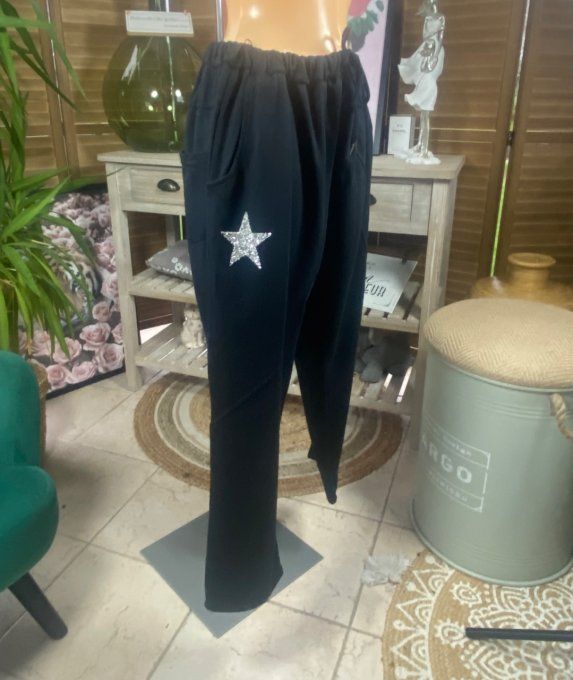 panta jogg  type Sarouel noir étoile strass argentés confort +++ du 40 au 50