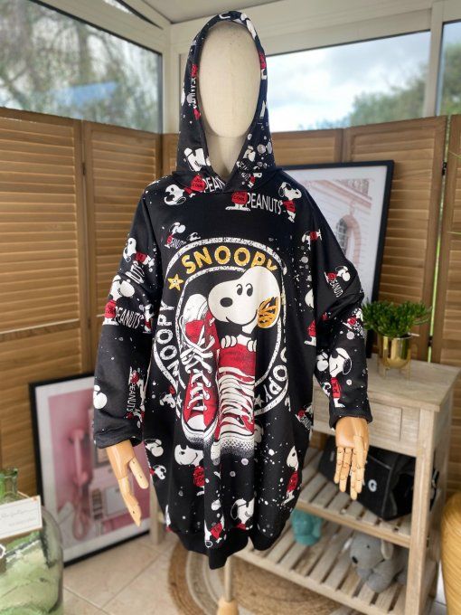 Sweat à capuche long ou robe sweat Snoopy Converse du 42 au 52/54 