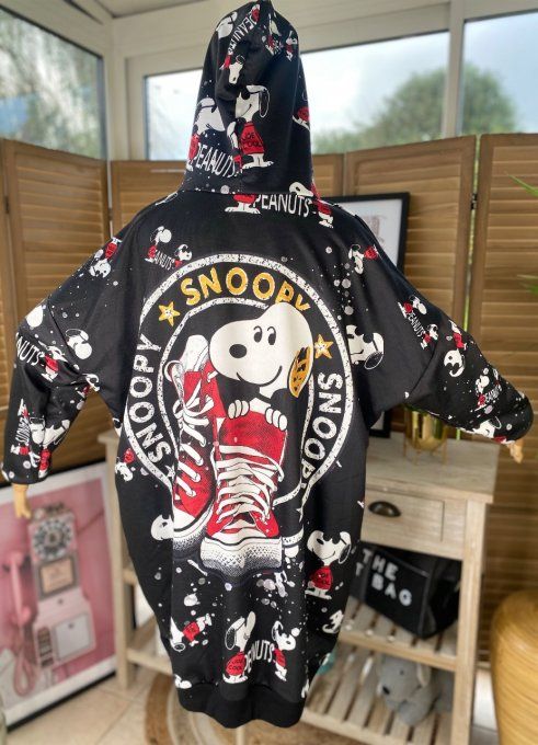 Sweat à capuche long ou robe sweat Snoopy Converse du 42 au 52/54 