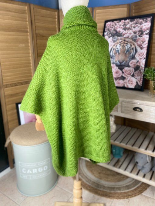 pull oversize vert Olive Mohair col boule roulé sans manches douceur +++ du 42 au 54/56