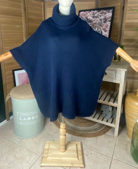 pull oversize Marine Mohair col boule roulé sans manches douceur +++ du 42 au 54/56