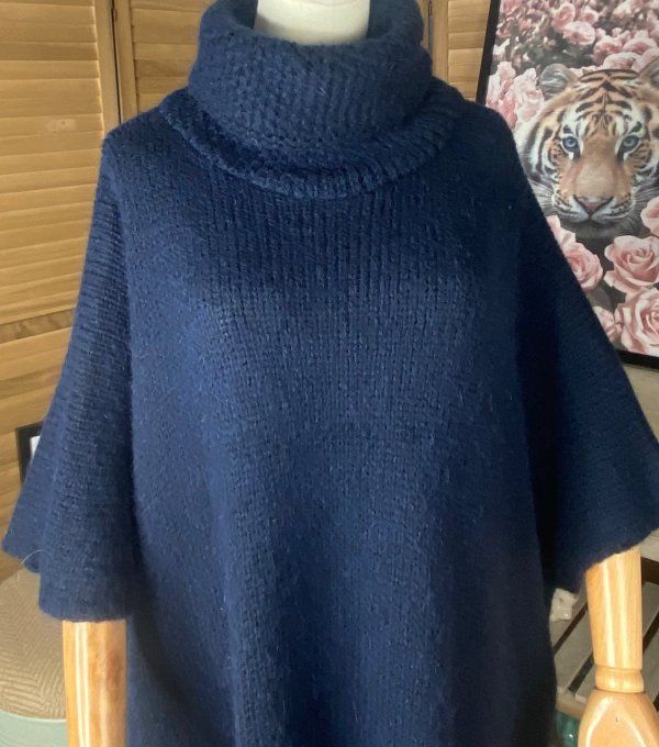 pull oversize Marine Mohair col boule roulé sans manches douceur +++ du 42 au 54/56