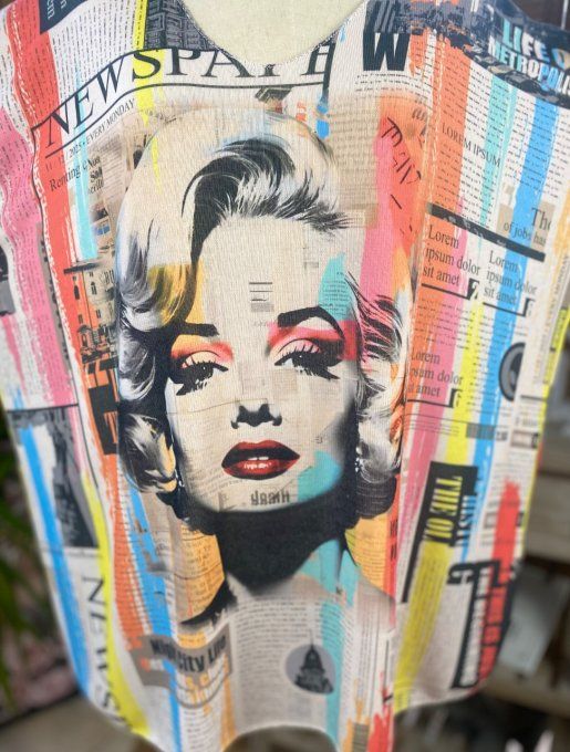 Top fin ample multicolore Marylin Monroe Street Art du 40 au 52 et même +  