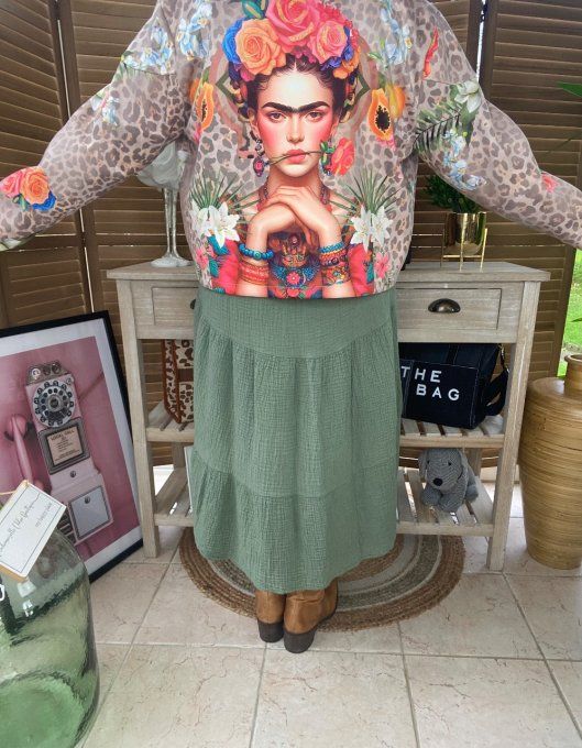 Veste courte façon perfecto suédine léopard Frida Kahlo aux fleurs du 36 au 46  