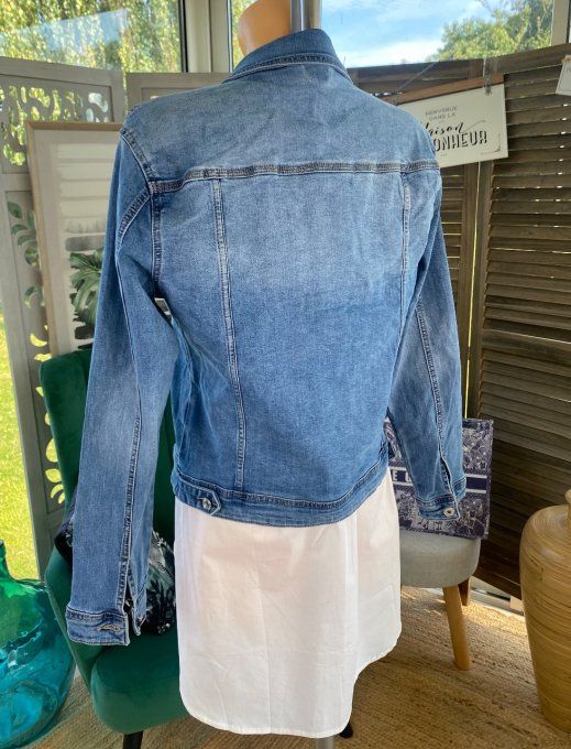 Veste jeans Stone clair délavé stretch ++++ (6 tailles : du 40  au 50)