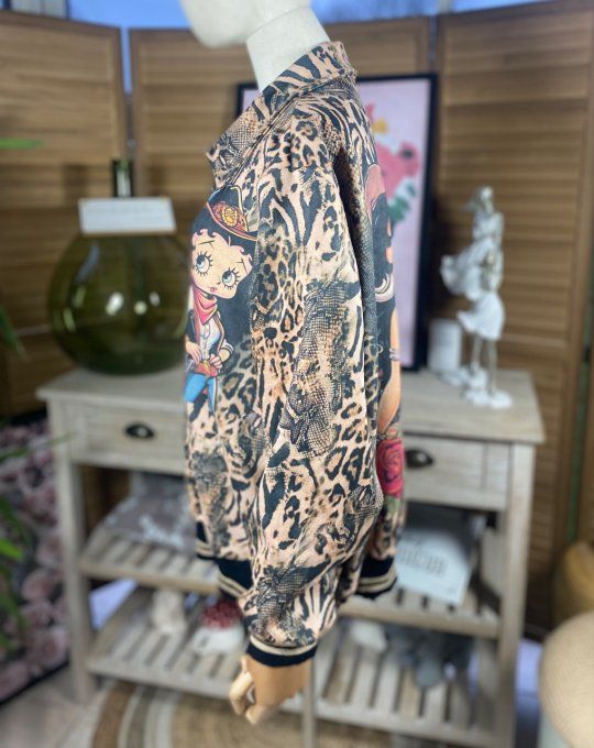 Blouson suédine animal Betty Boop Country Girl du 40 au 52 et même +  